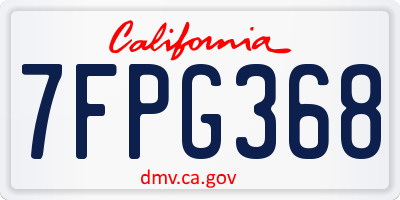 CA license plate 7FPG368