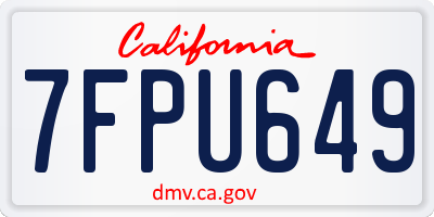 CA license plate 7FPU649