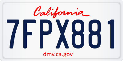 CA license plate 7FPX881