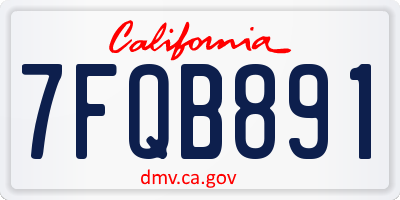 CA license plate 7FQB891