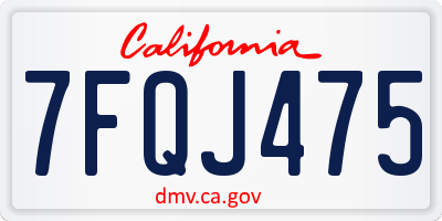 CA license plate 7FQJ475