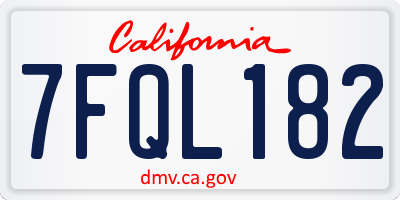 CA license plate 7FQL182