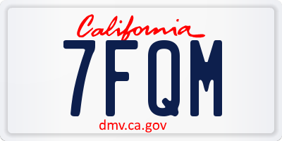 CA license plate 7FQM