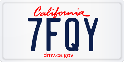 CA license plate 7FQY