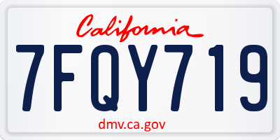 CA license plate 7FQY719