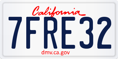 CA license plate 7FRE32