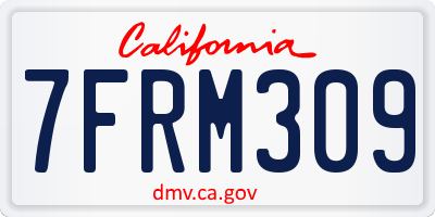 CA license plate 7FRM309