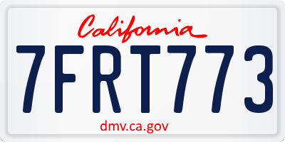 CA license plate 7FRT773