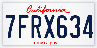 CA license plate 7FRX634