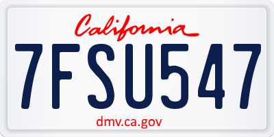 CA license plate 7FSU547