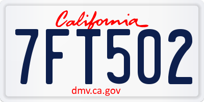 CA license plate 7FT502