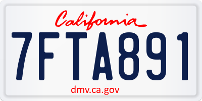 CA license plate 7FTA891