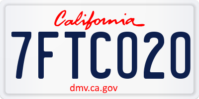 CA license plate 7FTCO2O