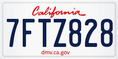 CA license plate 7FTZ828