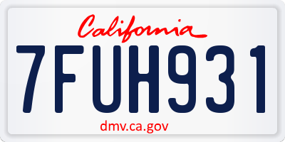 CA license plate 7FUH931