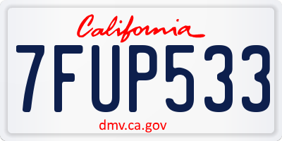 CA license plate 7FUP533
