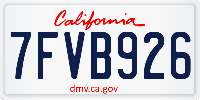 CA license plate 7FVB926