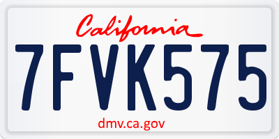CA license plate 7FVK575
