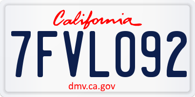 CA license plate 7FVL092