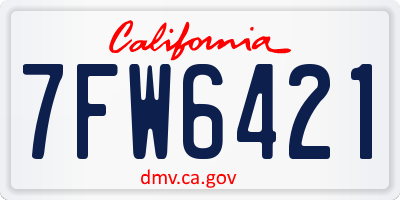 CA license plate 7FW6421