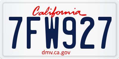 CA license plate 7FW927