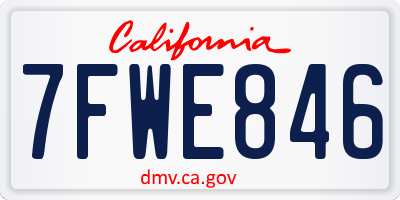 CA license plate 7FWE846
