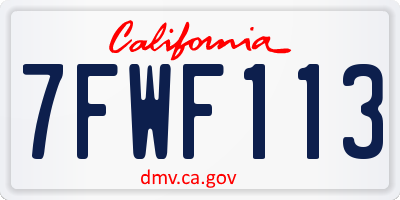 CA license plate 7FWF113