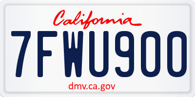 CA license plate 7FWU900