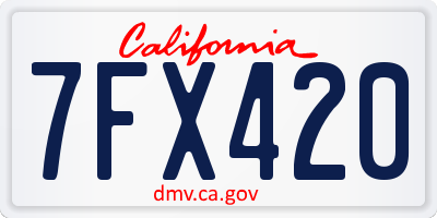 CA license plate 7FX420