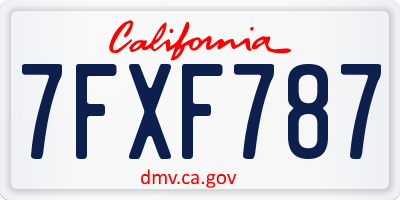 CA license plate 7FXF787