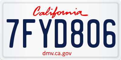 CA license plate 7FYD806