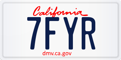 CA license plate 7FYR