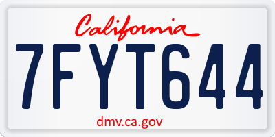 CA license plate 7FYT644