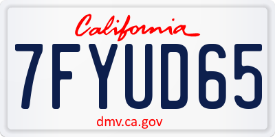 CA license plate 7FYUD65