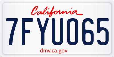 CA license plate 7FYUO65