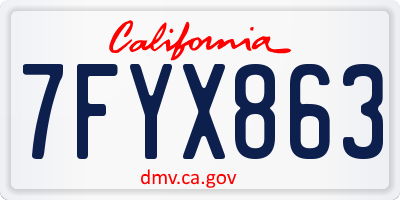 CA license plate 7FYX863