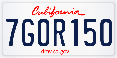 CA license plate 7G0R150