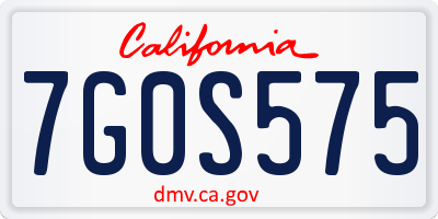 CA license plate 7G0S575