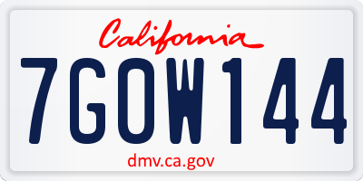 CA license plate 7G0W144