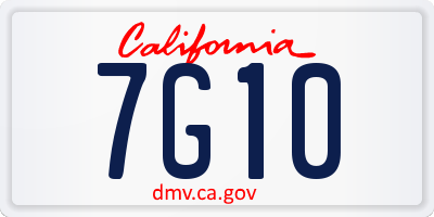 CA license plate 7G10