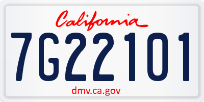 CA license plate 7G22101