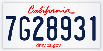 CA license plate 7G28931