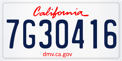 CA license plate 7G30416