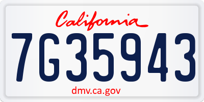 CA license plate 7G35943