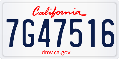 CA license plate 7G47516