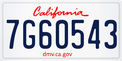 CA license plate 7G60543