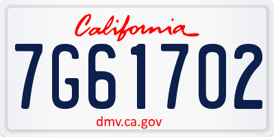 CA license plate 7G61702