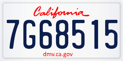 CA license plate 7G68515