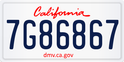 CA license plate 7G86867