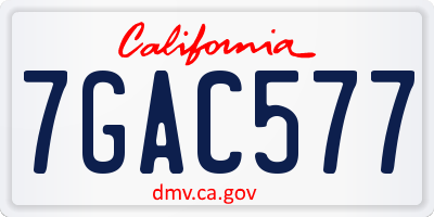CA license plate 7GAC577